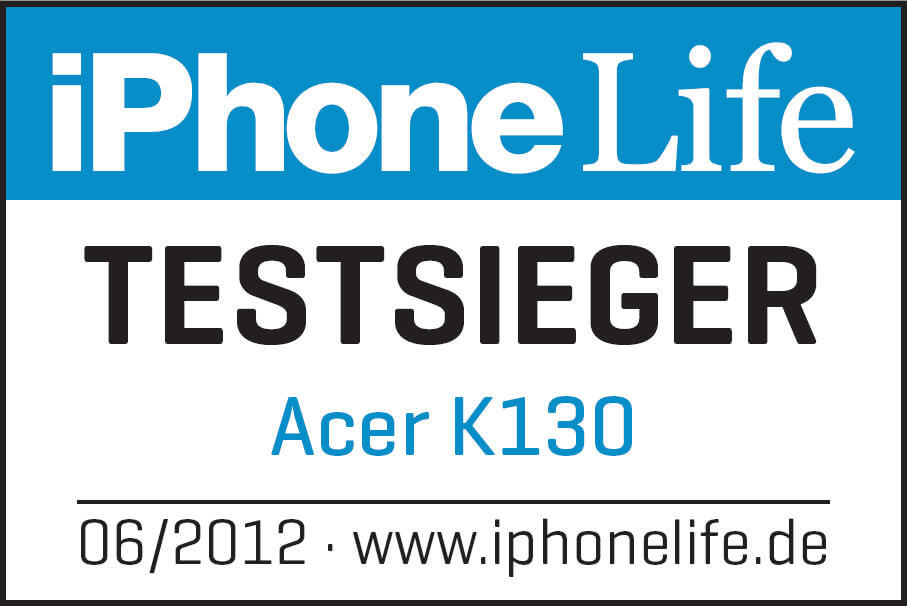 Acer K130 iPhone Life Testsiegerlogo - Drei neue Beamer von BenQ