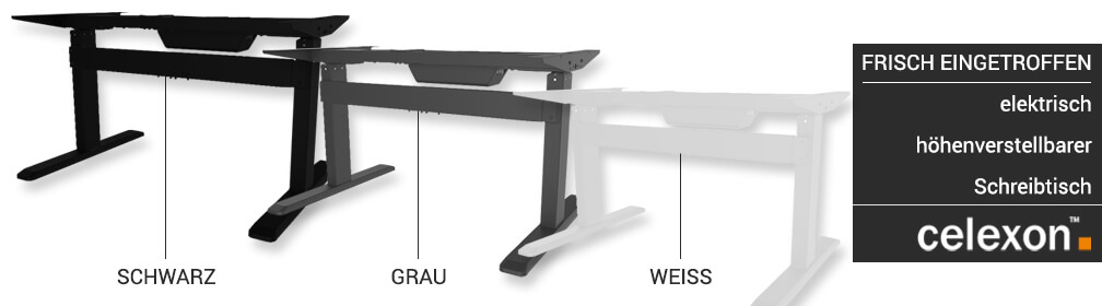 Header - Frisch eingetroffen | Elektrisch höhenverstellbarer Schreibtisch von celexon