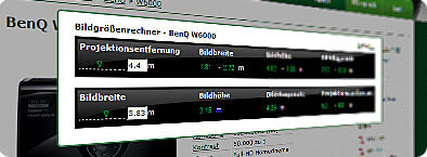bildgroessenrechner - Beamer Projektionsverhältnis
