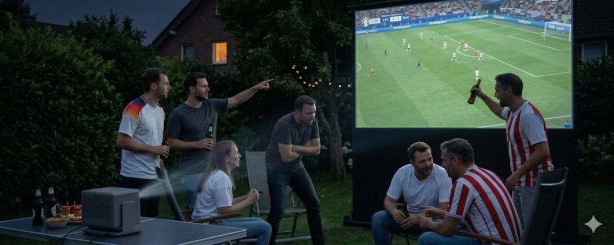 beamer public viewing wm 2026 garten nacht 1 1200x480 - WM 2026 Beamer Guide: Public Viewing im Garten & Wohnzimmer