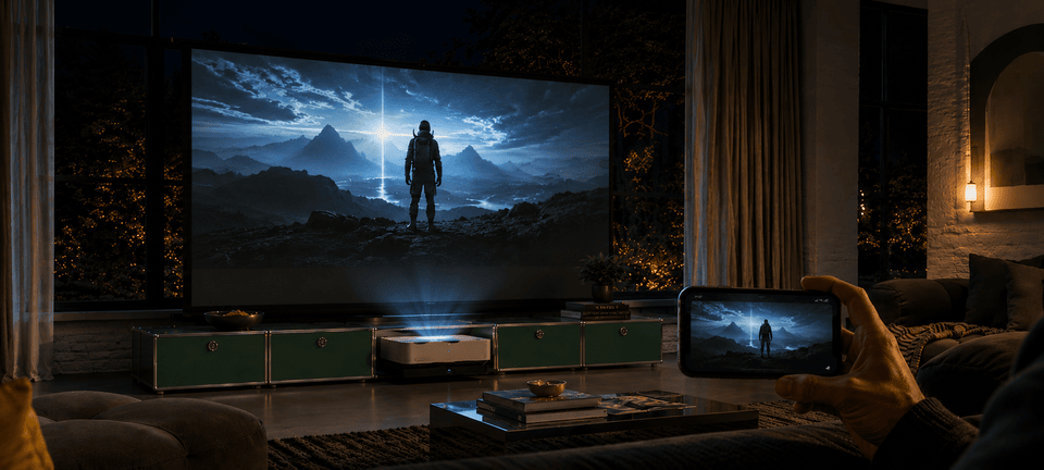 airplay iphone beamer wohnzimmer 2026 1 960x432 - iPhone, iPad & Mac am Beamer: AirPlay & Kabel 2026