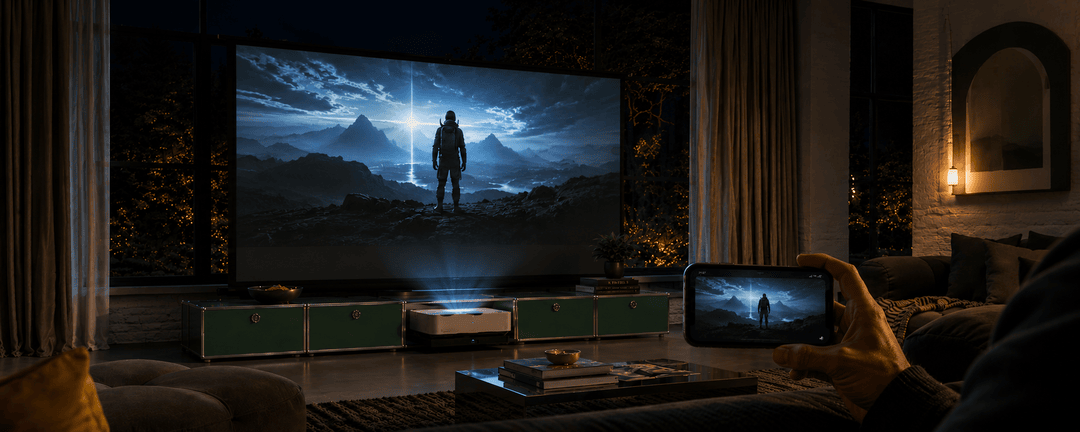 airplay iphone beamer wohnzimmer 2026 1 - iPhone, iPad & Mac am Beamer: AirPlay & Kabel 2026