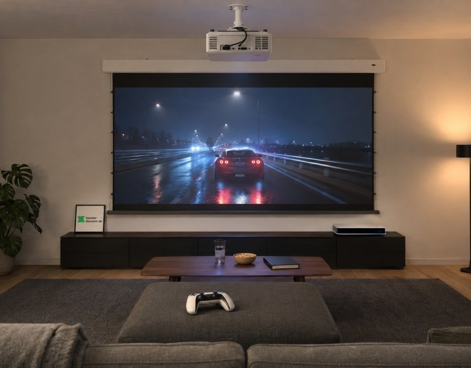 ps5 am beamer wohnzimmer 120 zoll ai generated 960x750 - Beamer für Gaming