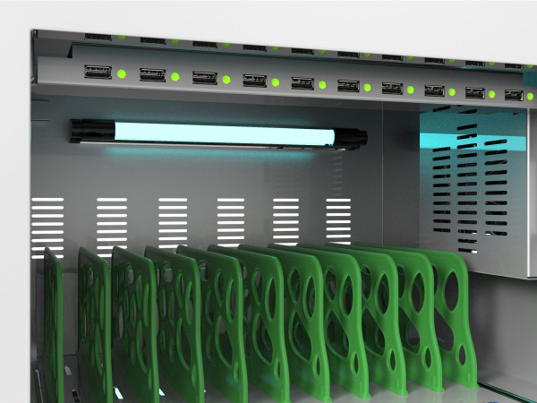 Good Connections® ANTARES T30 Tablet-Ladewagen, UV-C Desinfektion, grau