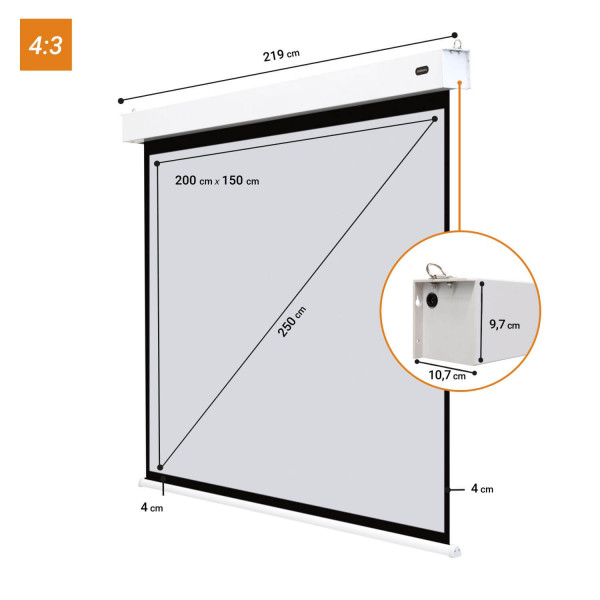 celexon Akku Motorleinwand Professional Plus - 200 x 150 cm - 4:3 - Gain 1,1