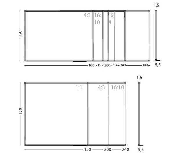 SMIT Whiteboard/Projektionstafel - 120x170cm - mattweiße Oberfläche