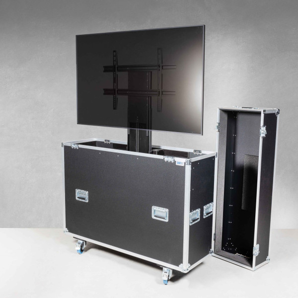Casetec Flightcase mit elektrischem Hublift (inkl. Displayhalterung) für einen 60-65" Display | Trag
